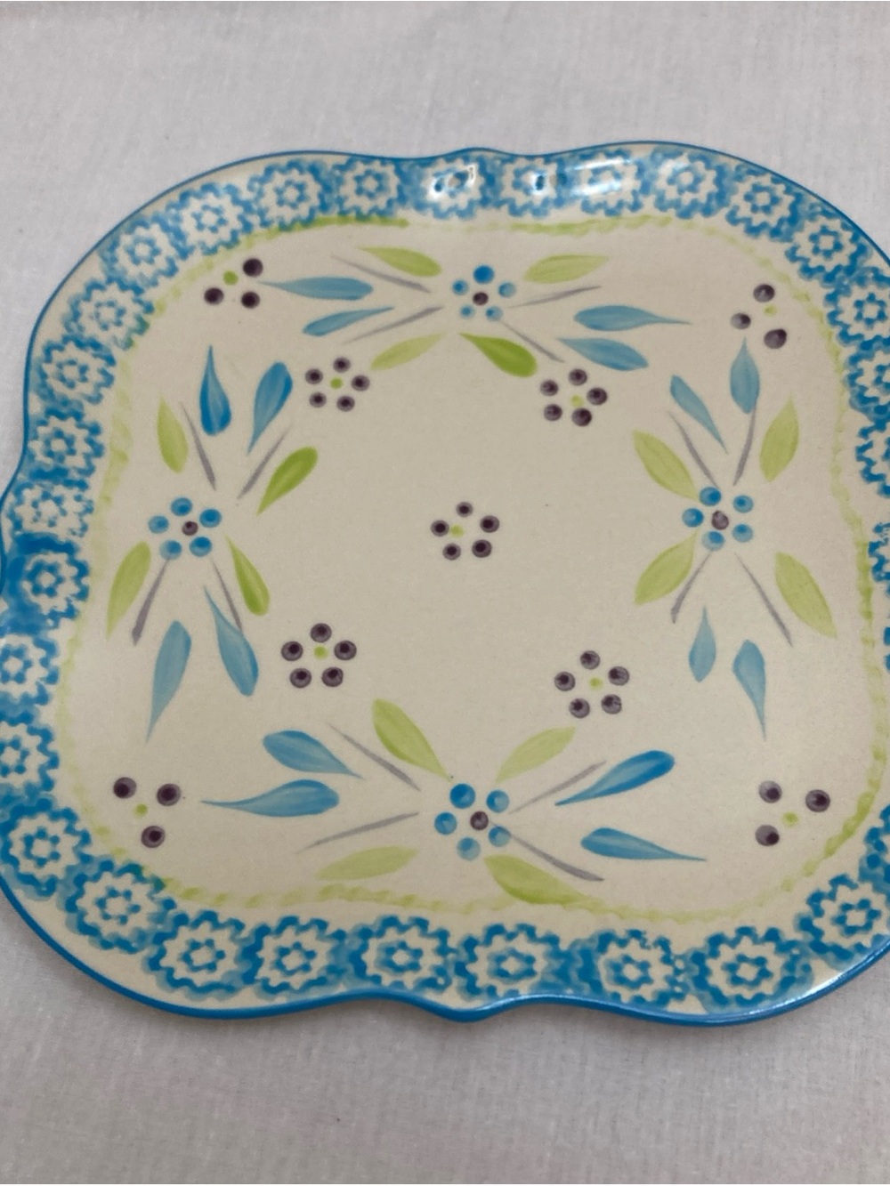 Temp-Tations Blue, Green & Purple Floral Ceramic Dinner Plate